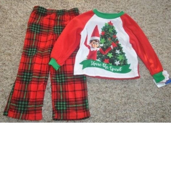 *Christmas Pajamas sz 4 Elf On The Shelf Red Green Long Sleeve Shirt & Pants Boy - Picture 1 of 6